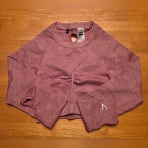 Women's Pink Camo Cropped Long Sleeve Top